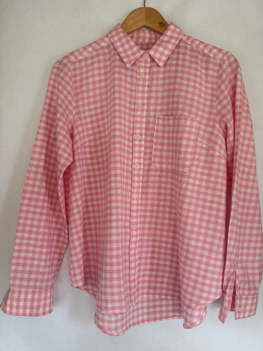 Maeve for Anthropolgie women’s Pink Gingham Button-Up Shirt -